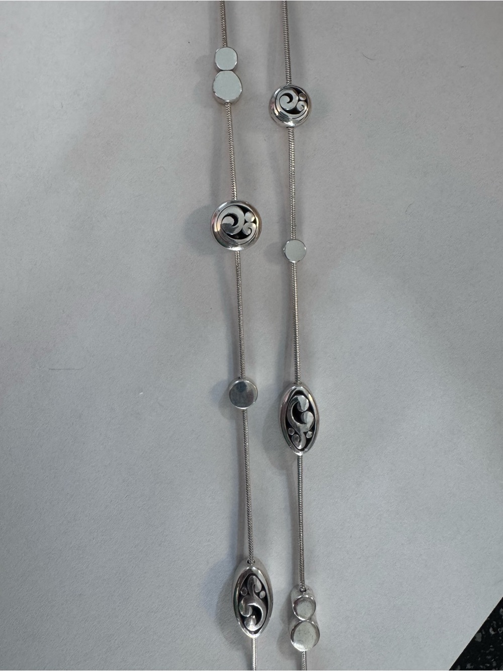 BRIGHTON Silver Tone Women's Long Station Necklace - Silver